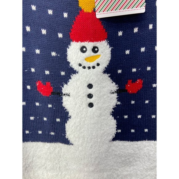 Paws For The Season Blue White Snowman Snowflakes Dog Cable Knit Christmas Sweat - Picture 3 of 7